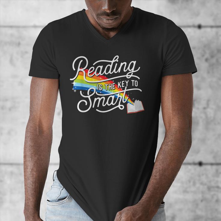 Reading Is The Key To Smart Book Lover Bookworm Reader Men's V-Neck T-Shirt