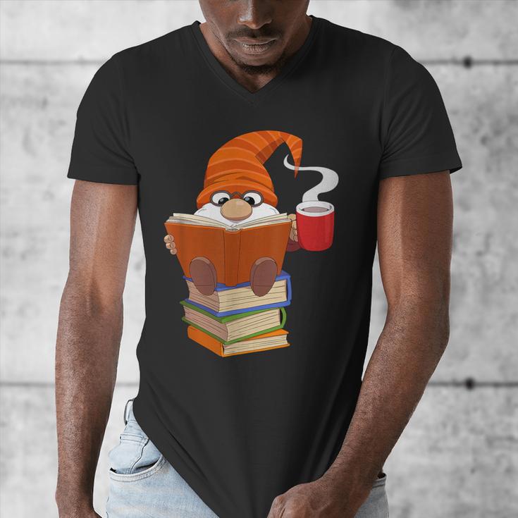 Reading Lover Book Graphic Gnome Men's V-Neck T-Shirt