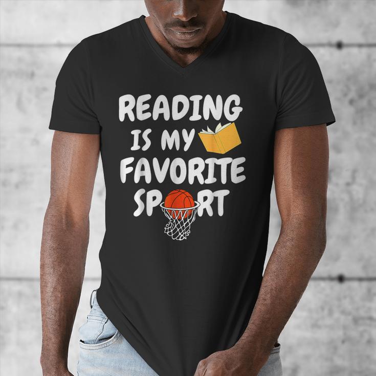 Reading Is My Tee Favorite Sport Basketball World Book Day Men's V-Neck T-Shirt Reading Is My Tee Favorite Sport Basketball World Book Day Men's V-Neck T-Shirt