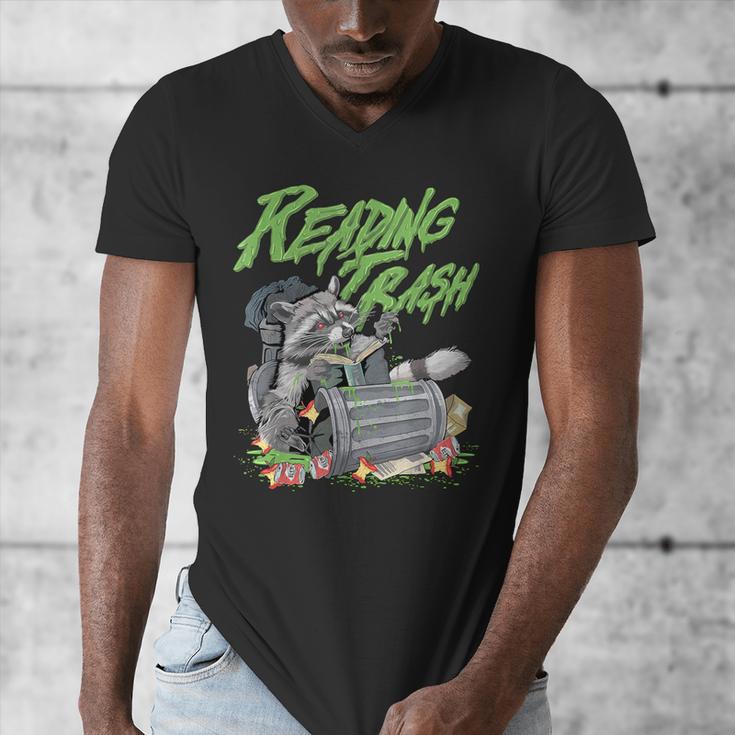Reading Trash Racoon Bookworm Bookish Librarian Book Lover Men's V-Neck T-Shirt