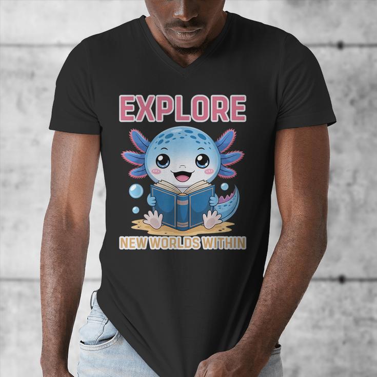 Readsolotl Kawaii Axolotl Book Lover Reading Men's V-Neck T-Shirt Readsolotl Kawaii Axolotl Book Lover Reading Men's V-Neck T-Shirt