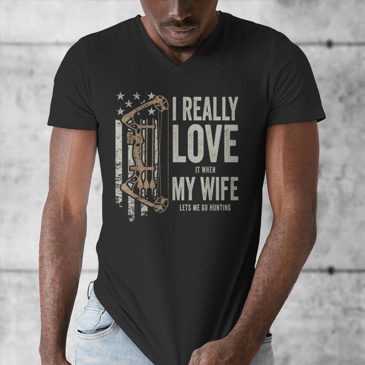 I Really Love It When My Wife Lets Me Go Hunting Dad Men's V-Neck T-Shirt