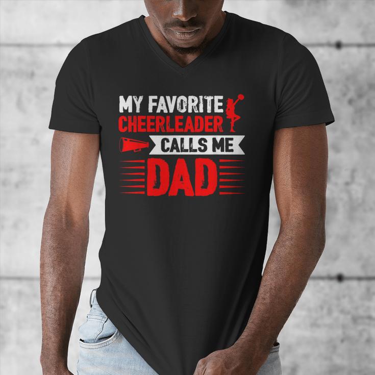 Red Cheer Dad Family Father Cheerleader Squad Men's V-Neck T-Shirt