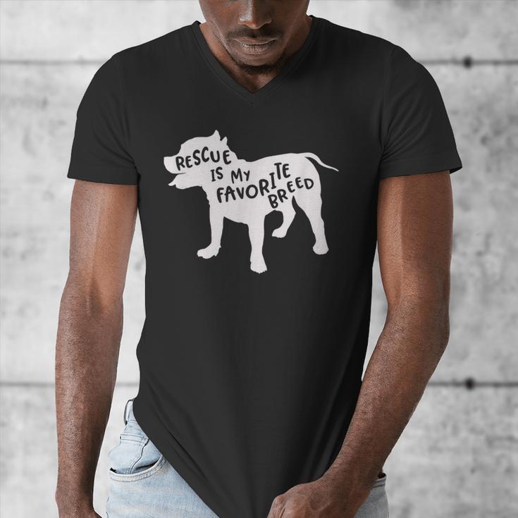Rescue Is My Favorite BreedShirt Pitbull Mam Dad Shirt Men's V-Neck T-Shirt