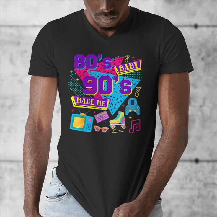 Retro 1980s 80's Baby 1990s 90's Made Me Nostalgia Birthday Men's V-Neck T-Shirt