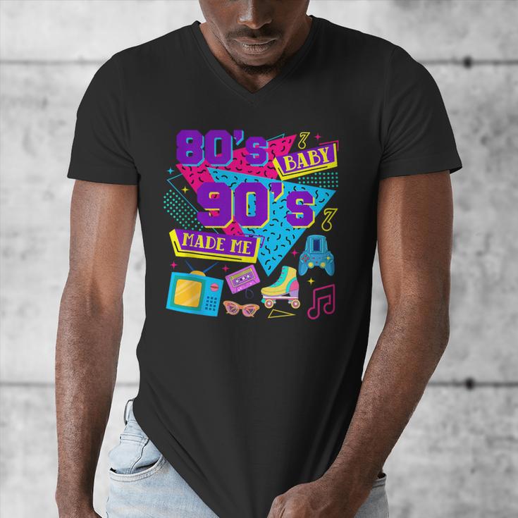 Retro 1980s 80's Baby 1990s 90's Made Me Nostalgia Birthday Men's V-Neck T-Shirt