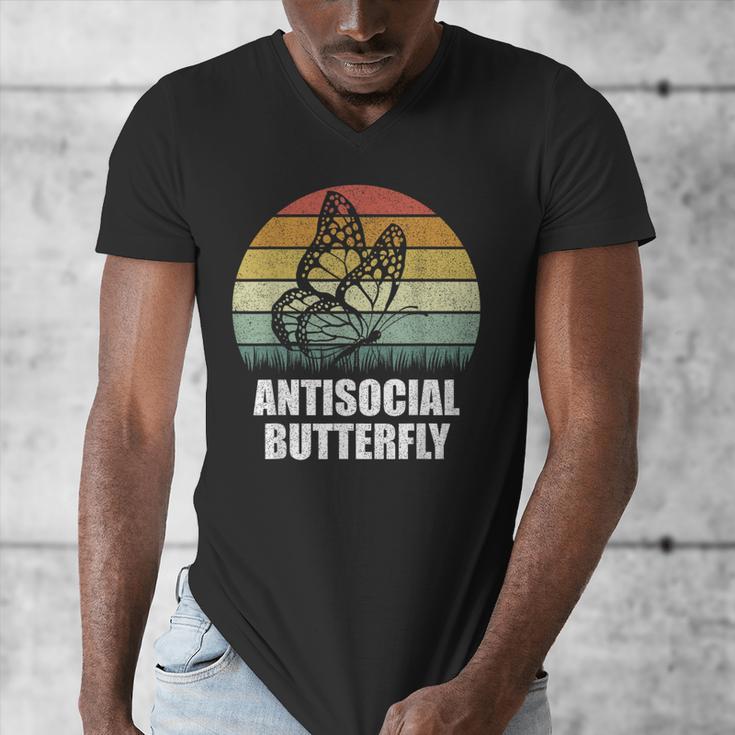Retro Antisocial Butterfly Shirt For Introverts Men's V-Neck T-Shirt Retro Antisocial Butterfly Shirt For Introverts Men's V-Neck T-Shirt