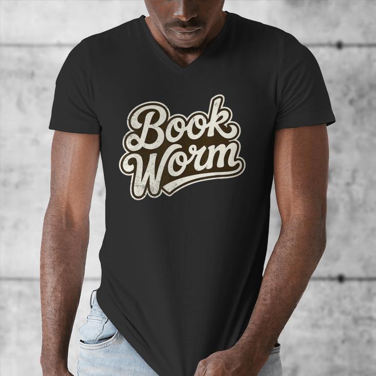 Retro Book Worm Reading For Book Lovers Men's V-Neck T-Shirt Retro Book Worm Reading For Book Lovers Men's V-Neck T-Shirt