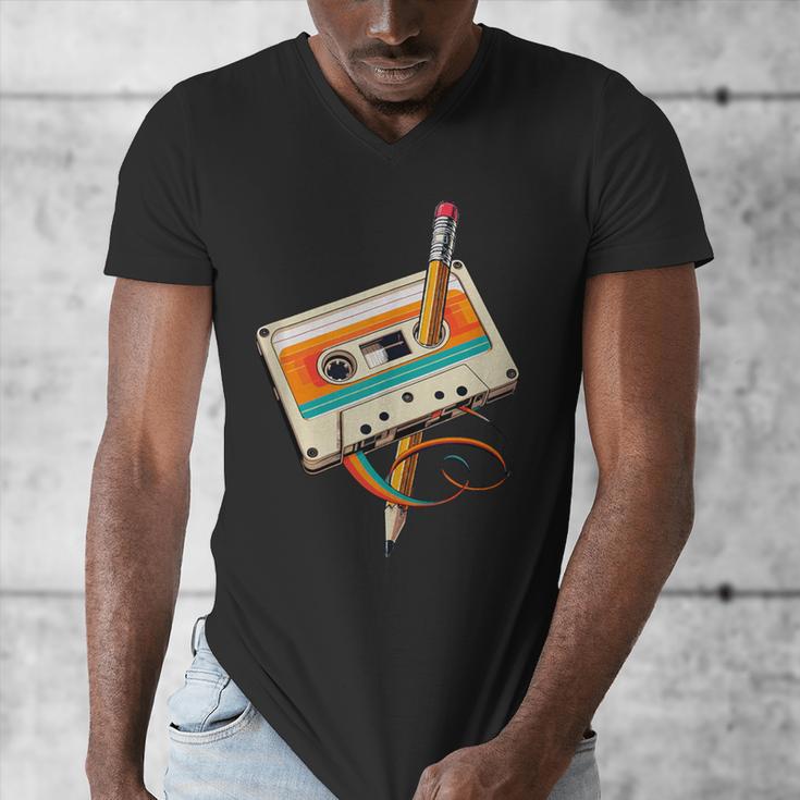 Retro Cassette Tape & Pencil Rewind Nostalgia Party 80s 90s Men's V-Neck T-Shirt