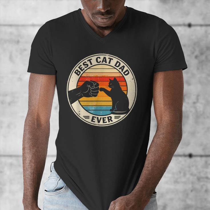 Retro Cat Dad Ever Cats Lovers For Men Women And Kids Men's V-Neck T-Shirt Retro Cat Dad Ever Cats Lovers For Men Women And Kids Men's V-Neck T-Shirt