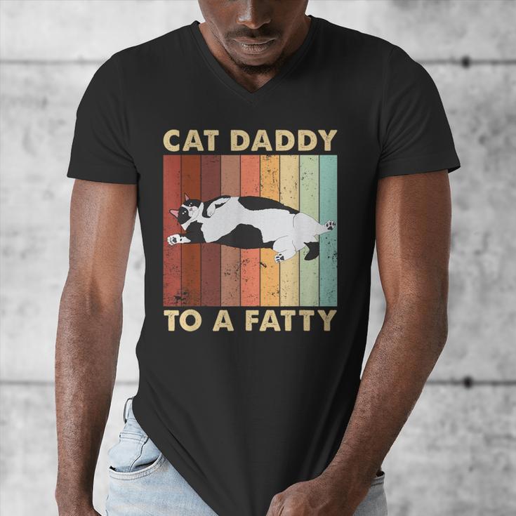 Retro Fat Chonk Dad Tee Cat Daddy To A Fatty Men's V-Neck T-Shirt Retro Fat Chonk Dad Tee Cat Daddy To A Fatty Men's V-Neck T-Shirt