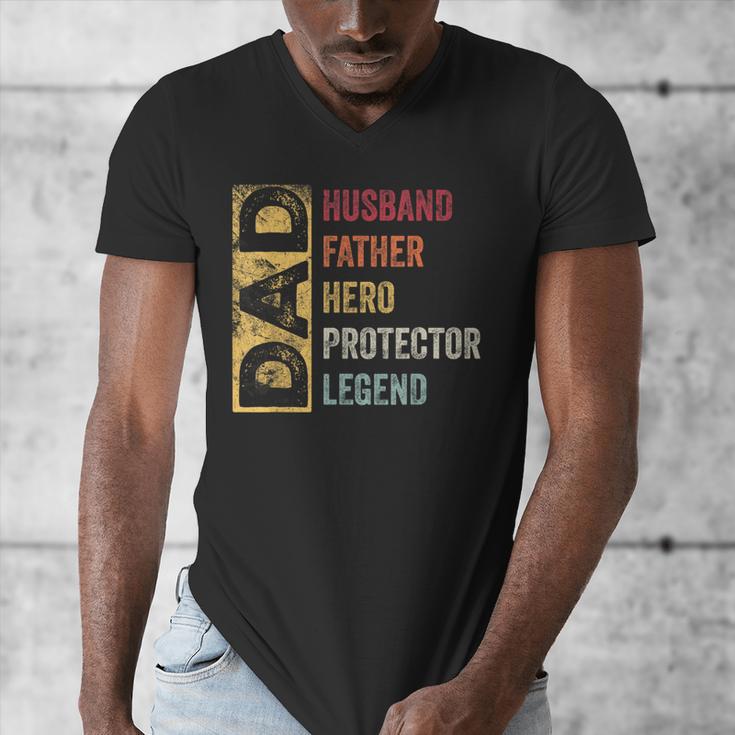 Retro Husband Father Hero Protector Legend Father Day Dad Men's V-Neck T-Shirt Retro Husband Father Hero Protector Legend Father Day Dad Men's V-Neck T-Shirt