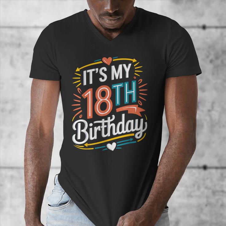 Retro It's My 18th Birthday Boho Nostalgia Women Kids Men's V-Neck T-Shirt