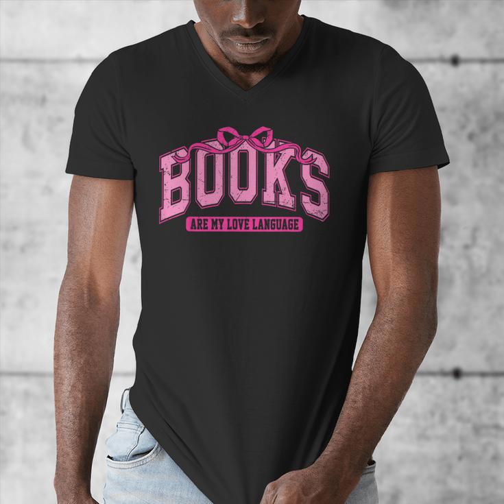 Retro Pink Coquette Bow Valentine Book Lover Varsity Men's V-Neck T-Shirt