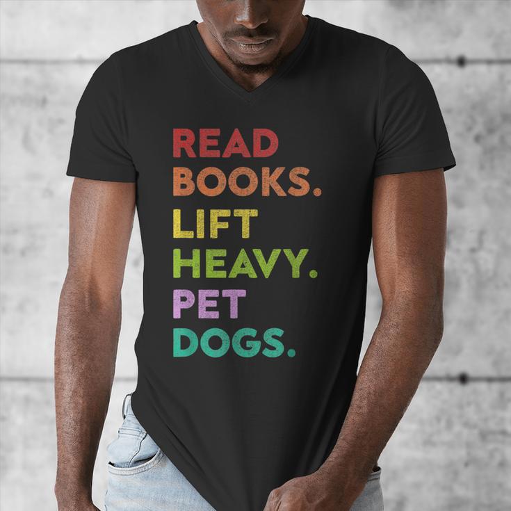 Retro Read Books Lift Heavy Pet Dogs Gym Book Lover Men's V-Neck T-Shirt