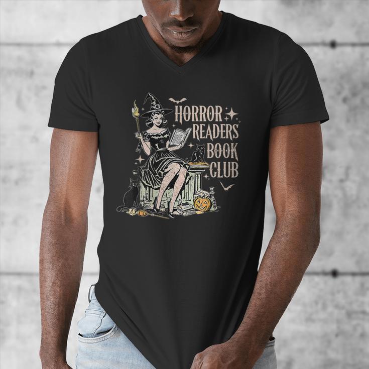 Retro Scary Horror Readers Book Club Spooky Halloween Men's V-Neck T-Shirt Retro Scary Horror Readers Book Club Spooky Halloween Men's V-Neck T-Shirt