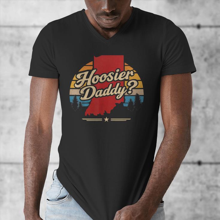 Retro Vintage US States Hoosier Daddy State Outline Desig Men's V-Neck T-Shirt Retro Vintage US States Hoosier Daddy State Outline Desig Men's V-Neck T-Shirt