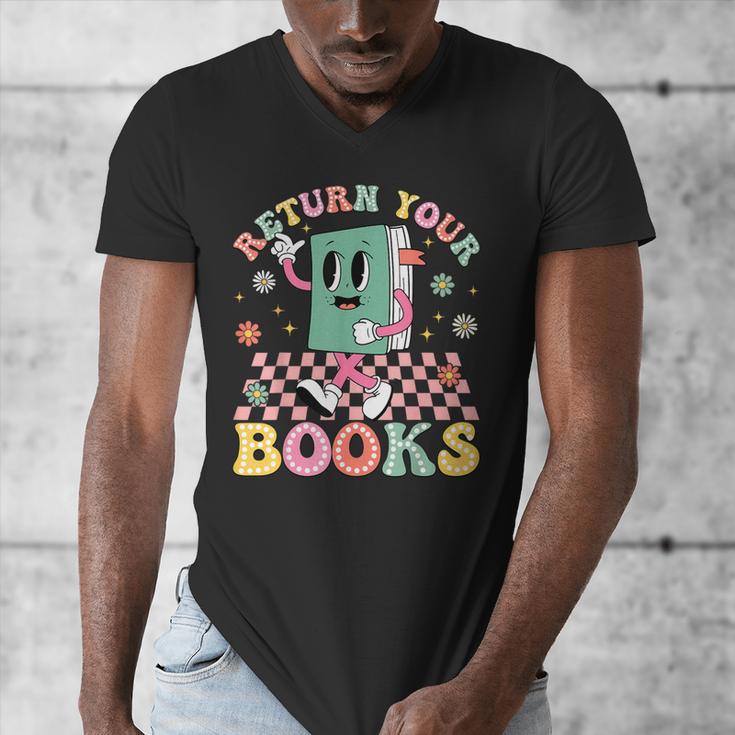 Return Your Books End School Year School Librarian Teacher Men's V-Neck T-Shirt
