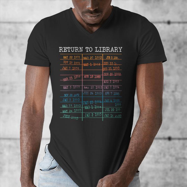 Return To Library Card Book Due Date Bookish Reading Men's V-Neck T-Shirt