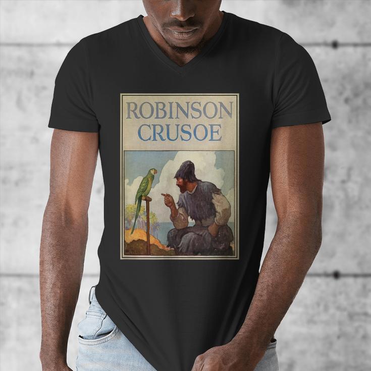 Robinson Crusoe Book Cover 1920 Men's V-Neck T-Shirt Robinson Crusoe Book Cover 1920 Men's V-Neck T-Shirt
