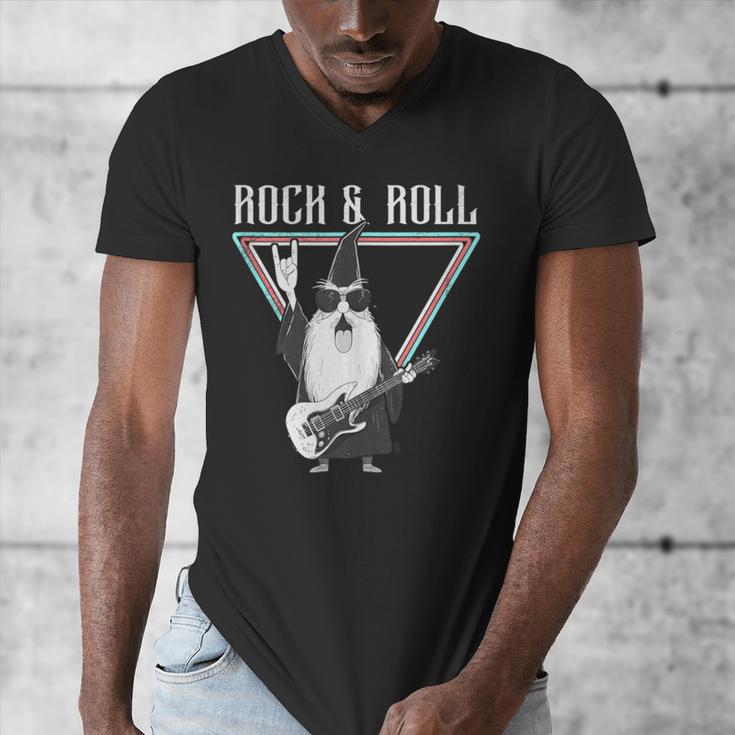 Rock & Roll Wizard Music Nostalgia Men's V-Neck T-Shirt Rock & Roll Wizard Music Nostalgia Men's V-Neck T-Shirt