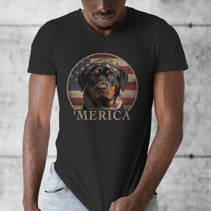 Rottie Dog Mom Dad 'Merica Rottweiler Men's V-Neck T-Shirt Rottie Dog Mom Dad 'Merica Rottweiler Men's V-Neck T-Shirt
