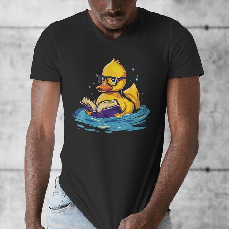 Rubber Duck Reading Book Swim Rubber Duckling Rubber Duckie Men's V-Neck T-Shirt