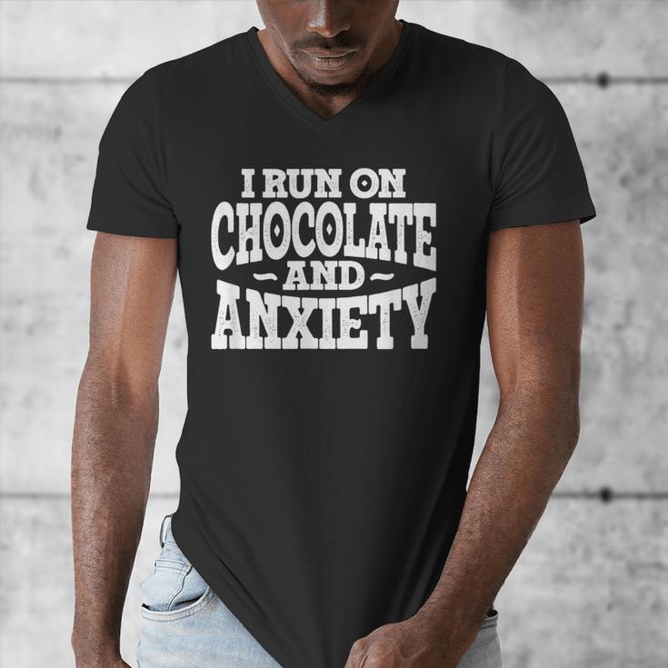 I Run On Chocolate And Anxiety Introvert Men's V-Neck T-Shirt I Run On Chocolate And Anxiety Introvert Men's V-Neck T-Shirt