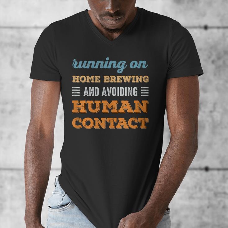 Running On Home Brewing Social Introvert Humor Vintage Men's V-Neck T-Shirt Running On Home Brewing Social Introvert Humor Vintage Men's V-Neck T-Shirt