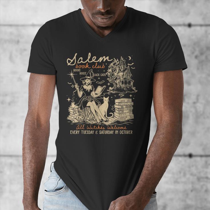 Salem Book Club Witches Witchy Witch Spooky Season Halloween Men's V-Neck T-Shirt Salem Book Club Witches Witchy Witch Spooky Season Halloween Men's V-Neck T-Shirt