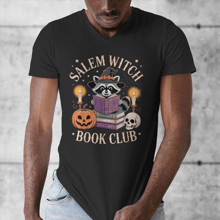 Salem Witch Book Club Bookish Halloween Raccoon Witchcraft Men's V-Neck T-Shirt