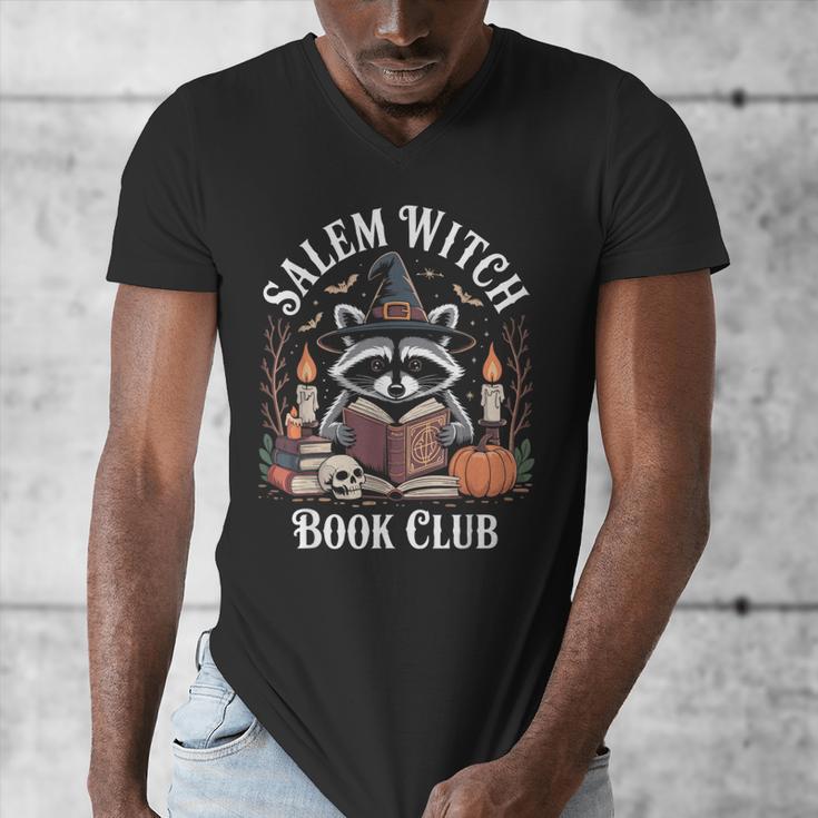 Salem Witch Book Club Raccoon Halloween Men's V-Neck T-Shirt Salem Witch Book Club Raccoon Halloween Men's V-Neck T-Shirt