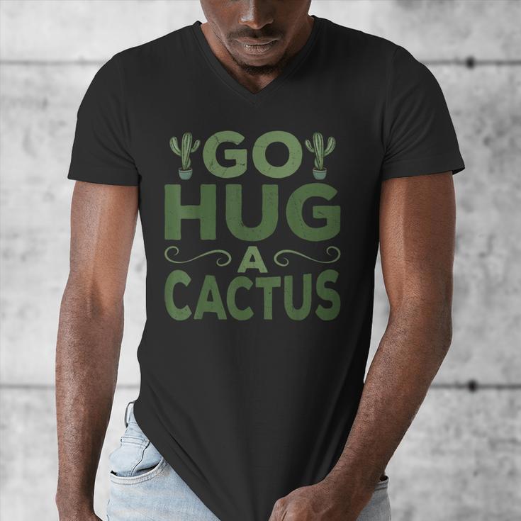 Sassy Saying Go Hug Cactus Introverts Sassy Quote No Hugs Men's V-Neck T-Shirt