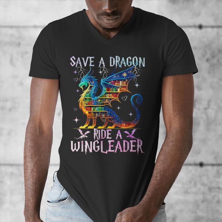 Save A Dragon Ride A Wingleader Books Dragon Lover Cute Men's V-Neck T-Shirt Save A Dragon Ride A Wingleader Books Dragon Lover Cute Men's V-Neck T-Shirt