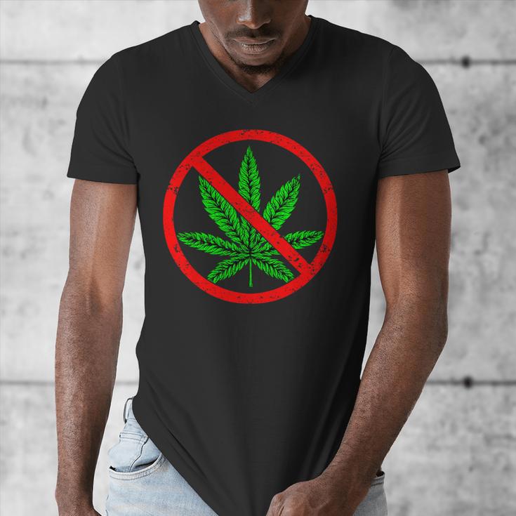 Say No Cannabis Anti-Marijuana Retro Weed Parent Dad Mom Men's V-Neck T-Shirt