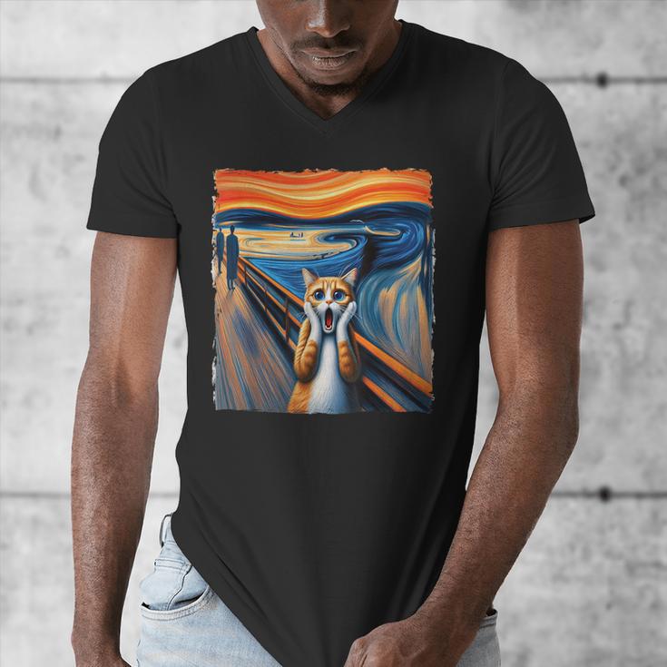 The Scream Cat Parody For Kitty Cat Lover Cat Mom Cat Dad Men's V-Neck T-Shirt The Scream Cat Parody For Kitty Cat Lover Cat Mom Cat Dad Men's V-Neck T-Shirt