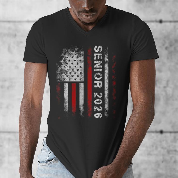 Senior 2026 American Flag Shirt USA Graduation Class Of 2026 Men's V-Neck T-Shirt