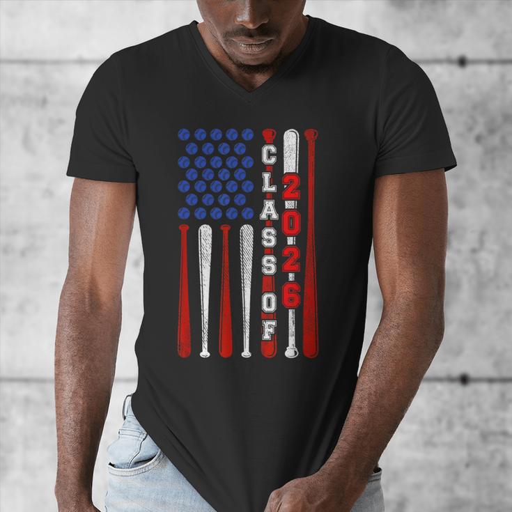 Senior 2026 Baseball American Flag Class Of 2026 Graduation Men's V-Neck T-Shirt