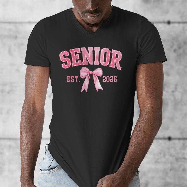 Senior 2026 Coquette Pink Bow Class Of 2026 Graduation Girls Men's V-Neck T-Shirt