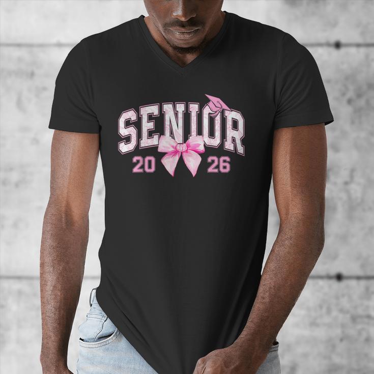 Senior 2026 Coquette Pink Bow Girls Class Of 2026 Graduation Men's V-Neck T-Shirt