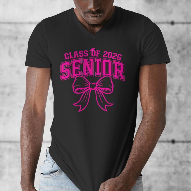 Senior Class Of 2026 Coquette Pink Bow Graduation 2026 Men's V-Neck T-Shirt