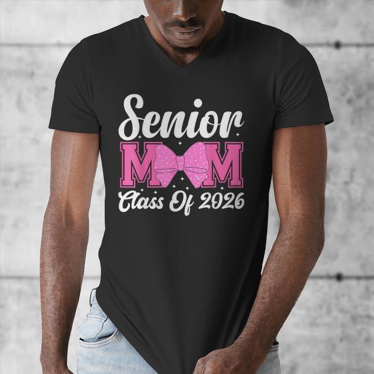 Senior Mom Class Of 2026 Pink Coquette Bow Graduation Men's V-Neck T-Shirt