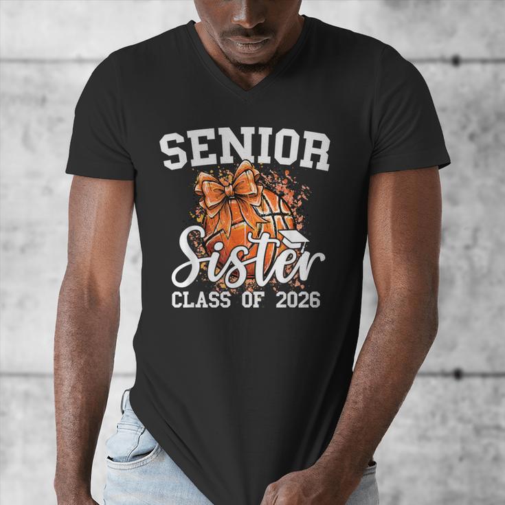 Senior Sister Class Of 2026 Coquette Basketball Graduation Men's V-Neck T-Shirt