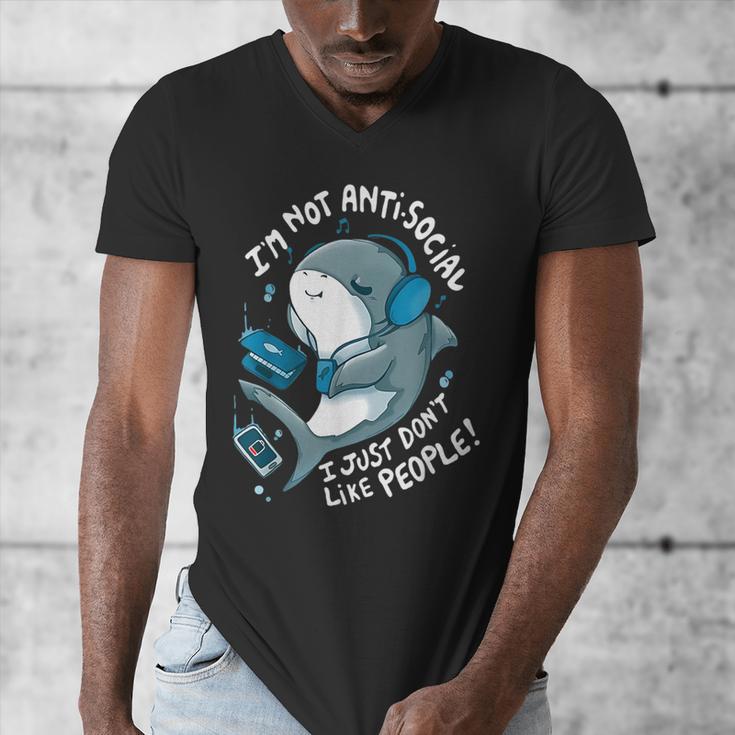 Shark Don’t Like People Antisocial Introvert Men's V-Neck T-Shirt
