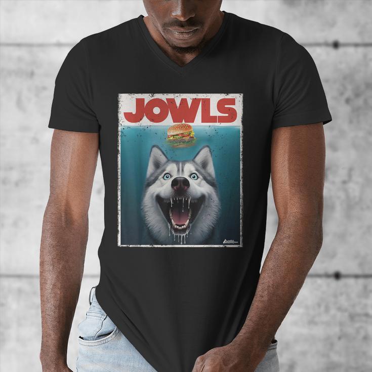 Siberian Husky Jowls Sled Dog Mom Top Alaskan Dog Dad Men's V-Neck T-Shirt