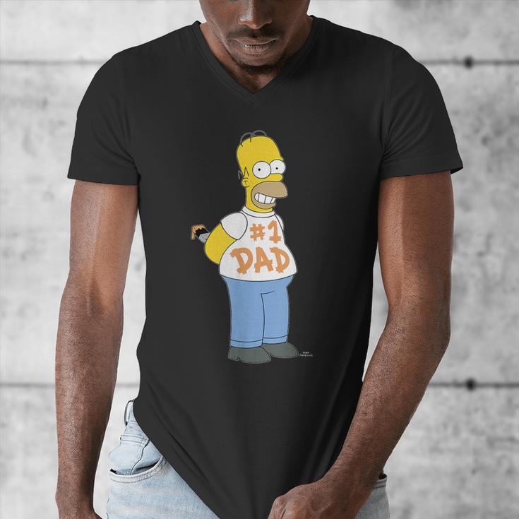 The Simpsons Homer Number 1 Dad Father's Day V2 Men's V-Neck T-Shirt