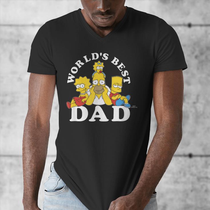 The Simpsons World's Best Dad Father's Day Group V2 Small Men's V-Neck T-Shirt The Simpsons World's Best Dad Father's Day Group V2 Small Men's V-Neck T-Shirt