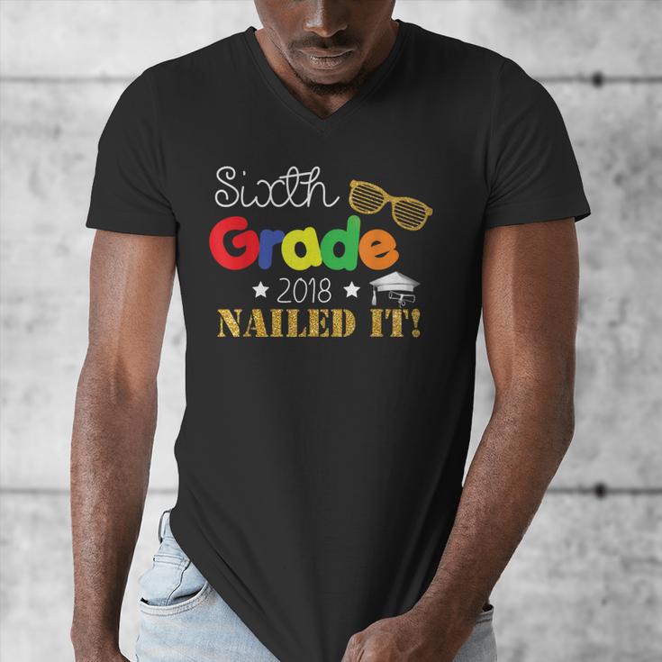 Sixth 6th Grade 2018 Nailed It Graduation Shirt Men's V-Neck T-Shirt