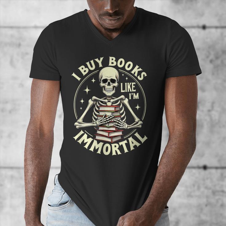 Skeleton I Buy Books Like I'm Immortal Halloween Men's V-Neck T-Shirt