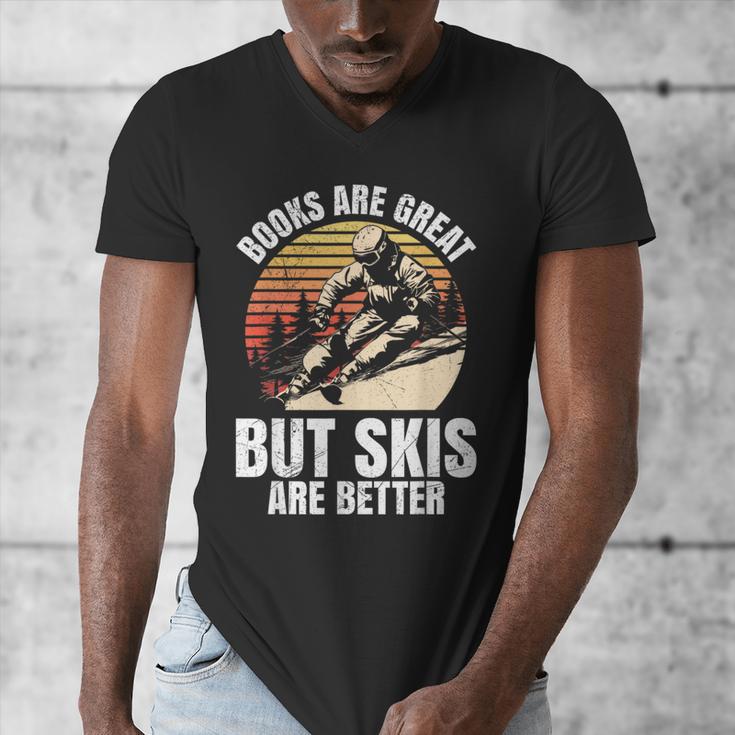Skier BOOKS ARE GREAT BUT SKIS ARE BETTER Vintage Men's V-Neck T-Shirt